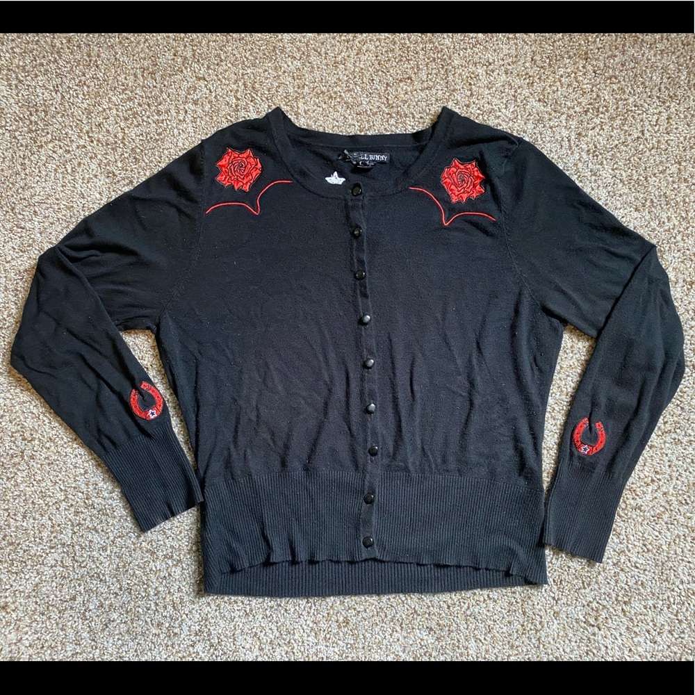 Hell Bunny | Western Rose Cardigan | L | Black